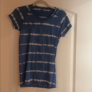 Blue and white horizontal tie dye